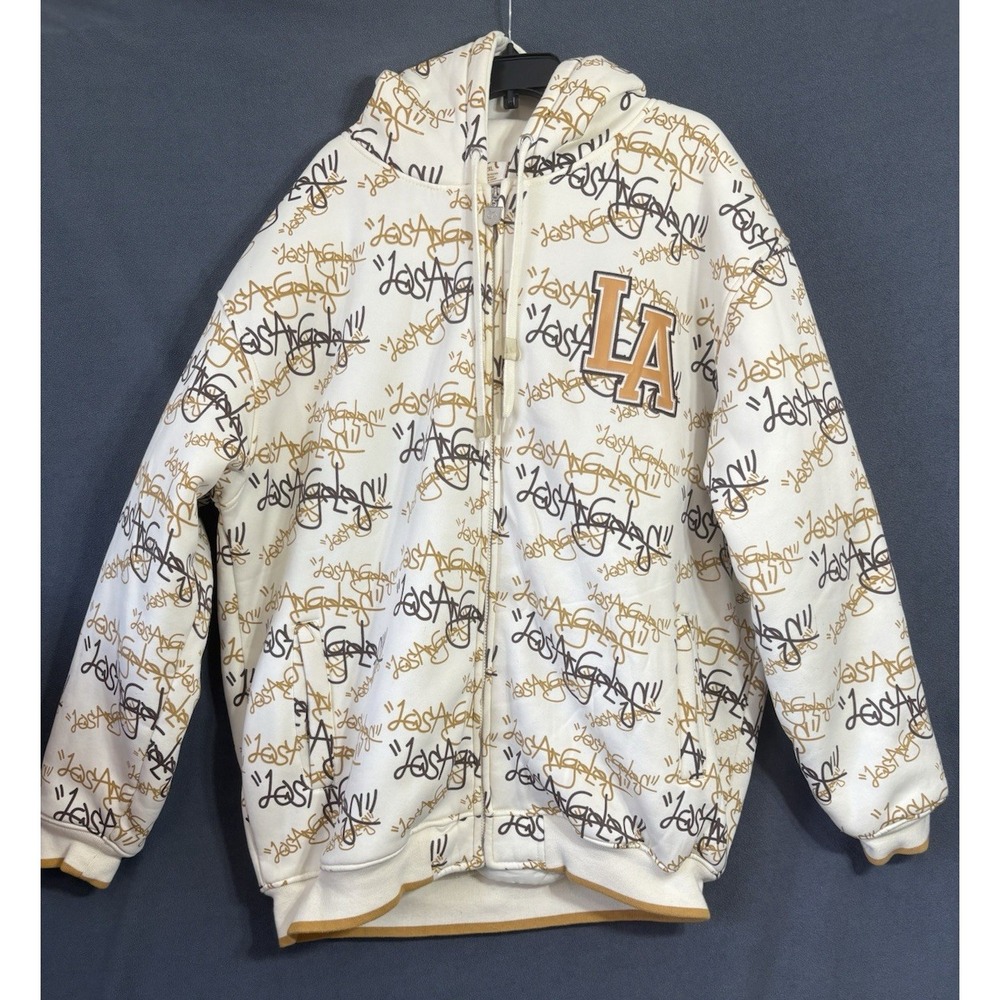 Reve Clothing LA Graffiti Jacket 2XL Quilted Zip Hoodie Los Angeles Lettering